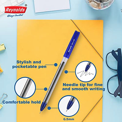 Reynolds Jiffy 0.5mm Gel Pen - 15 Blue, 5 Black & 5 Red, Pack of 25