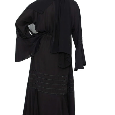 BURAQUE DESIGNER Nida fabric Free Size Muslim Burqa/Abaya & Burkha Dress for Muslim women and Girl's (P03-Black Stone-Burkha)