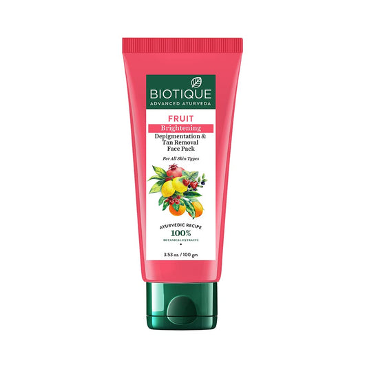 Biotique Fruit Brightening Depigmentation & Tan Removal Face Pack For All Skin Types, 100g
