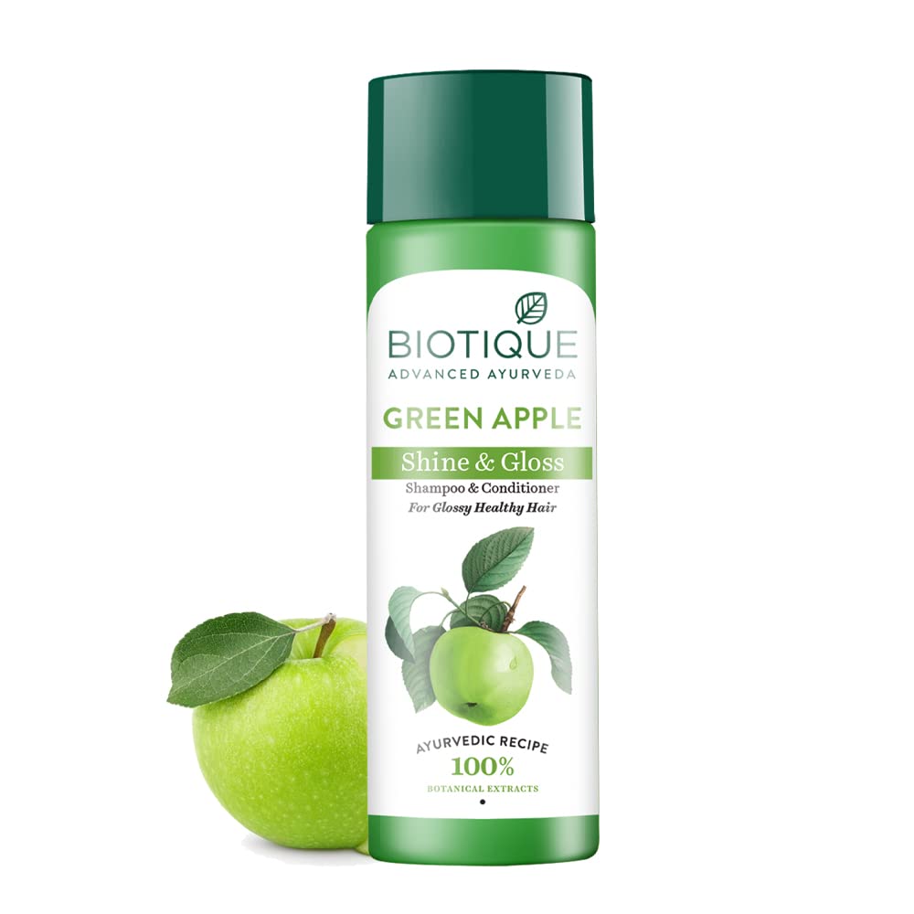 Biotique Green Apple Shine & Gloss Shampoo & Conditioner For Glossy Healthy Hair, 190 ml