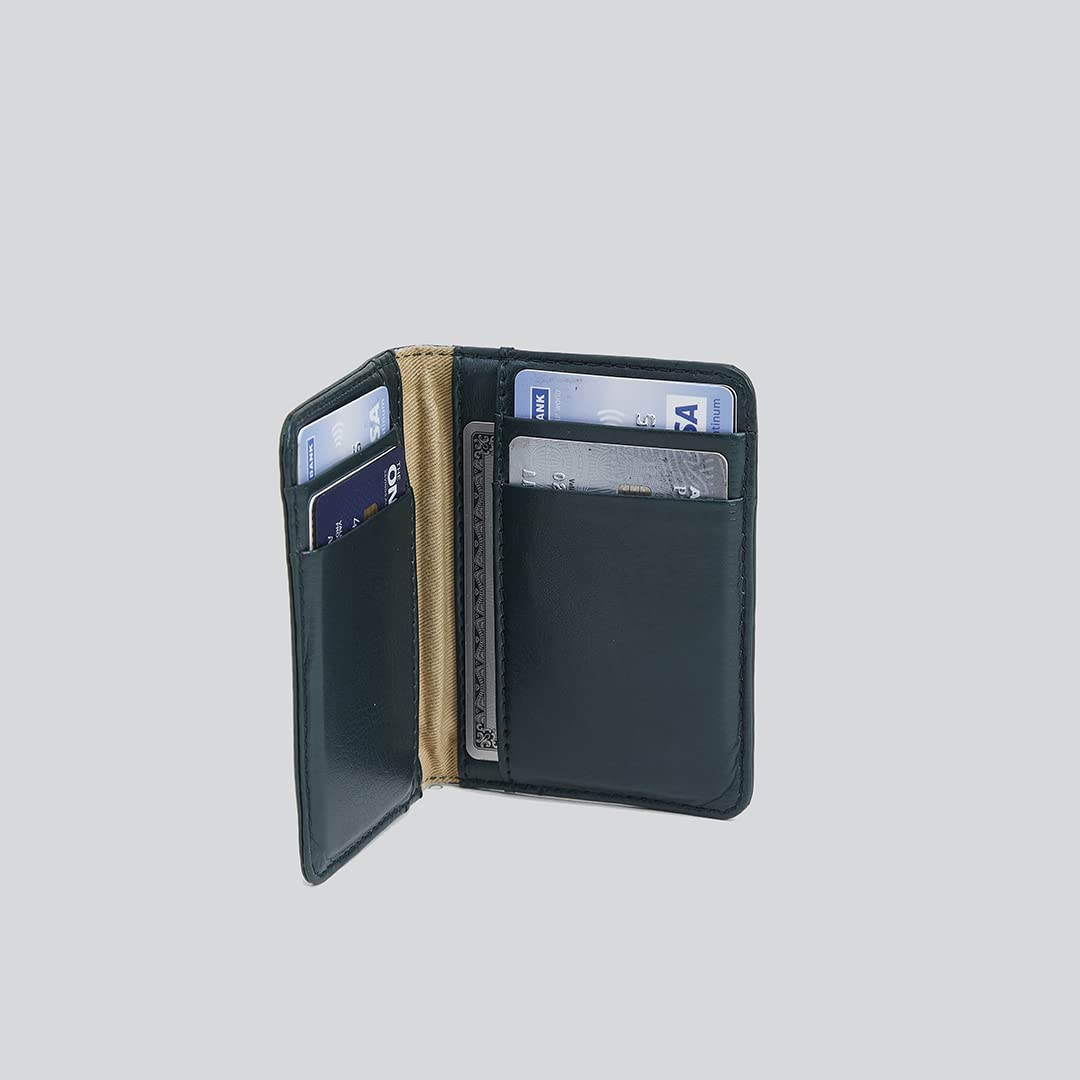 Mypaperclip Card Holder Wallet, Classic Edition, Pocket Size Made Of Italian Vegan Leather - Chw_Mini-Green