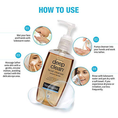 Neutrogena Deep Clean Facial Cleanser For Normal To Oily Skin, 200ml