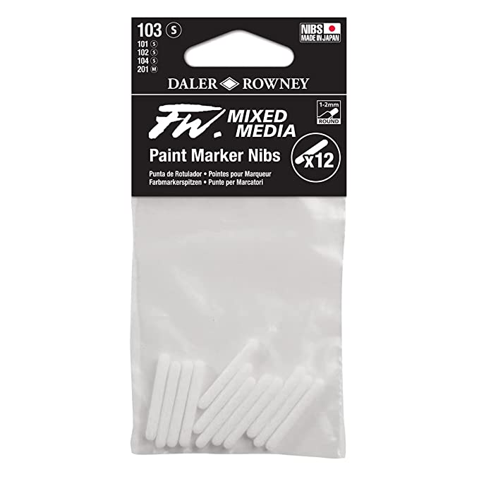 Daler-Rowney Fw 1-2mm Mixed Media Paint Marker Nibs Set (12 X Round Nibs)