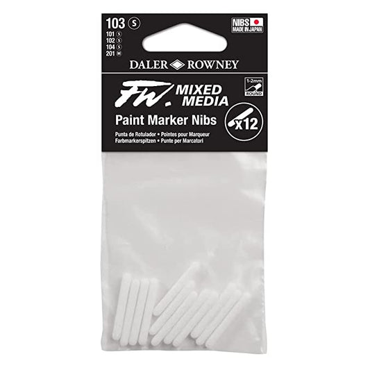 Daler-Rowney Fw 1-2mm Mixed Media Paint Marker Nibs Set (12 X Round Nibs)