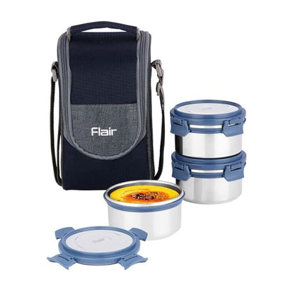 Flair Swift Click Stainless Steel Lunch Box with Bag