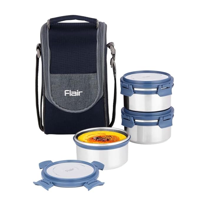 Flair Swift Click Stainless Steel Lunch Box with Bag
