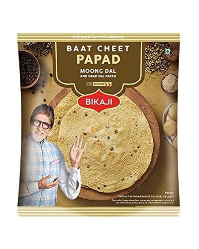 BIKAJI Moong Dal Papad Meduim Spicy /Baat Cheet papad (Medium Spice) 400 grm (Pack of 1)