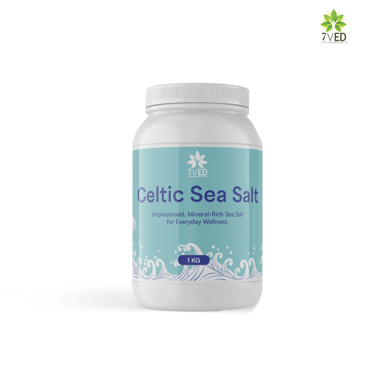 7VED Celtic Sea Salt Premium – 100% Natural & Mineral-Rich | Unrefined, Hand-Harvested Sea Salt for Cooking, Baking & Seasoning | Non-GMO, Gluten-Free, Kosher Certified - 1 Kg (Pack of 2)