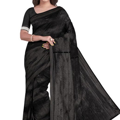 biswa bangla - where the world meets Handwoven Zari Silk Saree with Tassel with Unstiched Blouse Piece |Suitable For Wedding,Party and Festivals Ideal gift for women(5.5 Metres Saree_Black