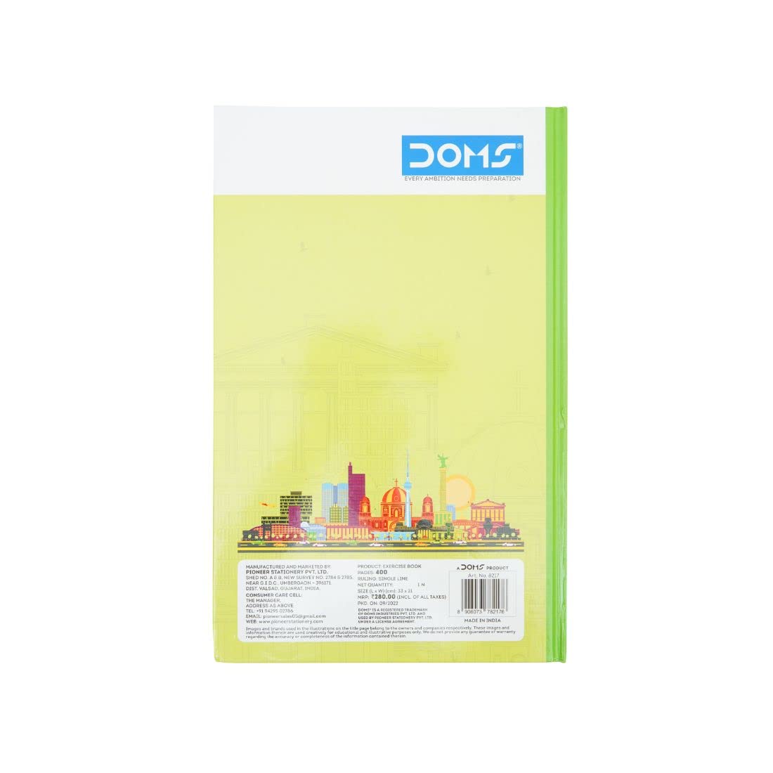 Doms Landmarks Series Hard Bound Notebook | Single Line, 400 Pages | 33 x 21 CM | Ideal for School, Home & Office | Pack Of 1 | Color & Design May Vary