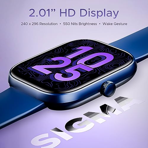 boAt Wave Sigma Smartwatch with 2.01" HD Display,Bluetooth Calling, Coins, DIY Watch Face Studio, 700+ Active Modes, HR&SpO2 Monitoring, Energy and Sleep Scores,IP67(Cool Blue)