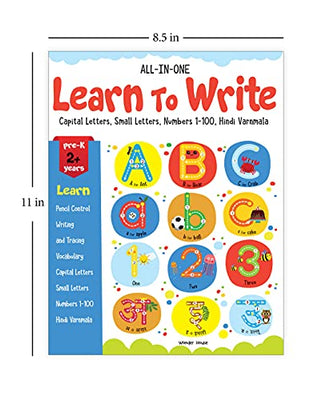 All in one Learn to write Capital letters Small letters Numbers 1 100 Hindi Varnmala