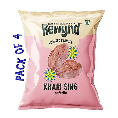 Rewynd Khari Sing Roasted Peanut | Pack of 4 (800gm) | Roasted Peanuts | High Protien & Low Carbs | Roasted Not Fried | 100% Veg | Healthy Snack for Anytime Snacking