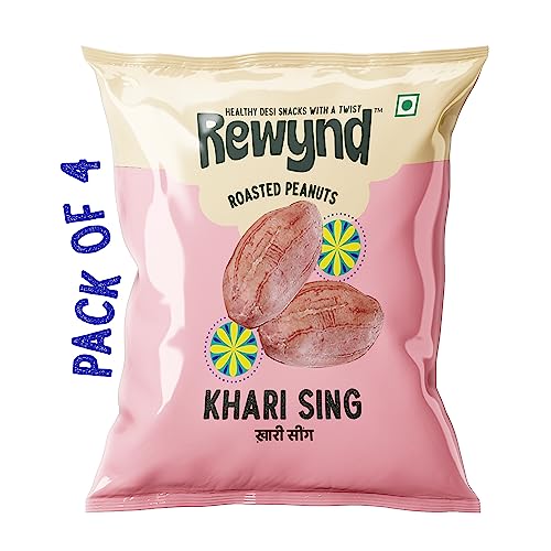 Rewynd Khari Sing Roasted Peanut | Pack of 4 (800gm) | Roasted Peanuts | High Protien & Low Carbs | Roasted Not Fried | 100% Veg | Healthy Snack for Anytime Snacking