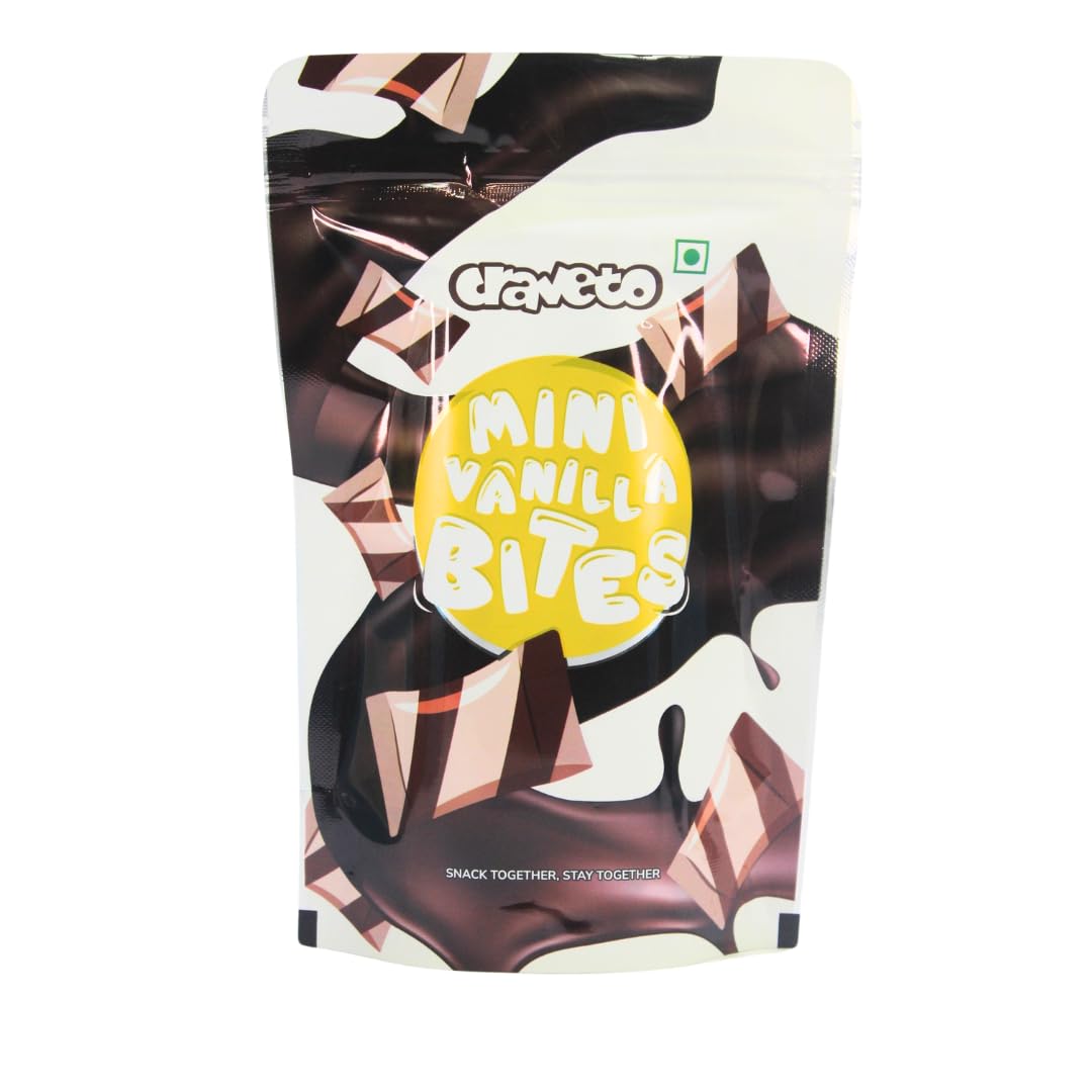 Craveto Wafer bites (Vanilla) | Vanilla flavoured small wafer bites | bite sized snacks | tasty and crunchy bites