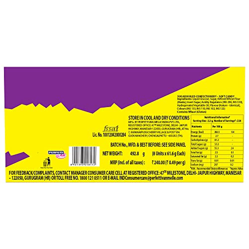 Chupa Chups Sour Bites, Mixed Fruit Flavour, Soft & Chewy Toffee Pack, 8 X 61.6 G, 492.8 Grams