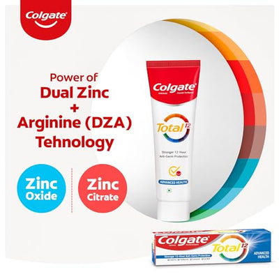 Colgate Total 300gm (2 x 150gm) Advanced Health Antibacterial Toothpaste, Tooth Paste with 12-Hour Anti-Germ Protection, Whole Mouth Health, World's No. 1* Germ-fighting Toothpaste (Combo Pack Offer)