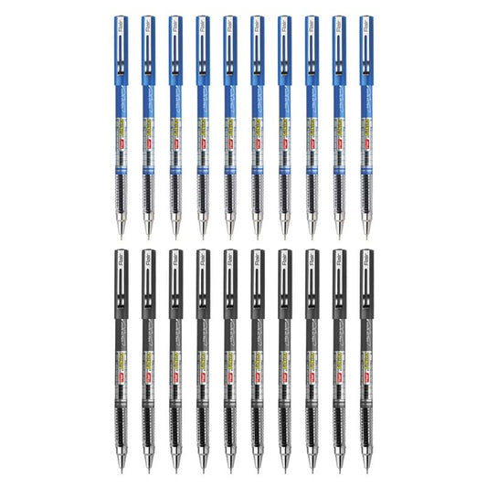 Flair Silkina 0.7mm Ball Pen, 10 Black Ink Pens and 10 Blue Ink Pens, Pack of 20
