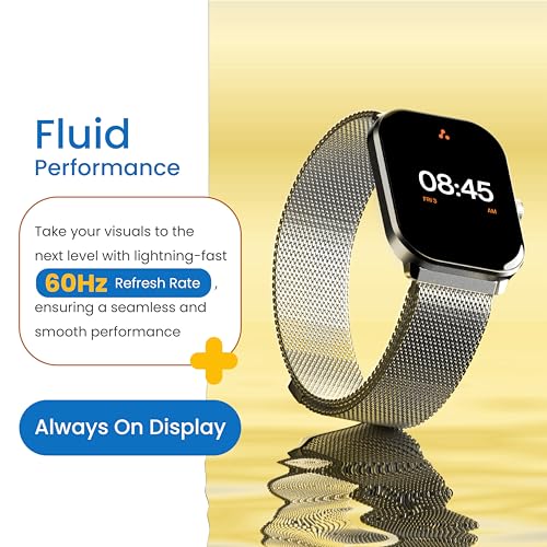 Ambrane 2.01" AMOLED Display, Bluetooth Calling SmartWatch, 1000 NITS Brightness, Functional Crown, 60Hz Refresh Rate, 100+ Sports Mode with IP68, Sp02 Tracking, 100+ Watch Faces (Glaze+, Black)