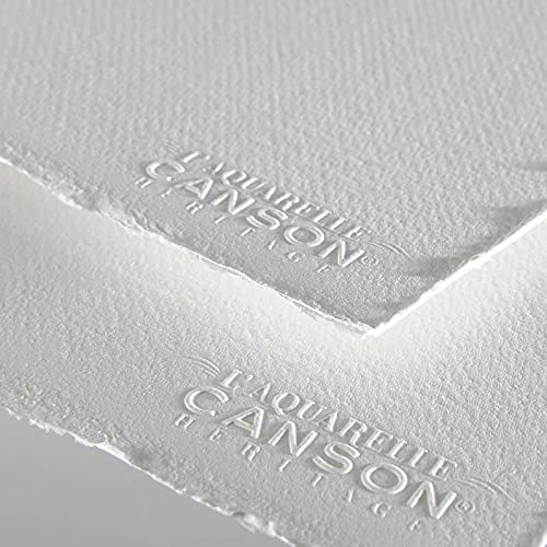 Canson Héritage Cotton 640 GSM Hot Pressed 56 x 76 cm Paper Sheets(White, 5 Sheets)