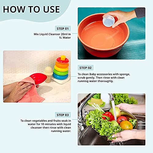Pigeon Liquid Cleanser Naturals Refill ,PH Friendly,No Added Color,No Added Alcohol,Natural Cleanser,For baby Feeding Bottle,Bood bowls,Feeding Accessories,Fruits and Vegetables,200 ml,Pack of 2