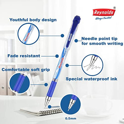 Reynolds Racer 0.5mm Gel Pen - 15 Blue, 3 Black & 2 Red, Pack of 20
