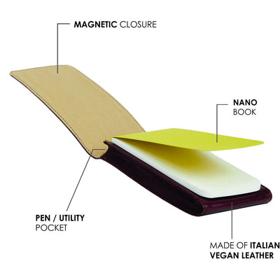 myPAPERCLIP Classic Edition Flippy Journal Nano Size Notebook | Mini Book For Gifting | Pocket Size Made Of Italian Vegan Leather | 96 Pages, Black, Pack of 1