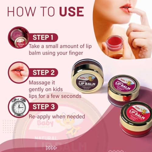 Babyorgano Natural Lip Balm Beetroot Flavor Dry, Chapped Lips Nourish & Protects Infused with Yashti Ghrit for Kids - 8gm