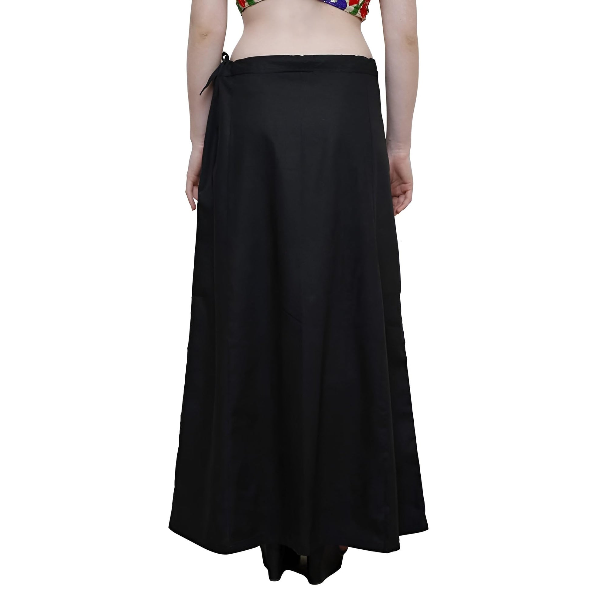 Bardstown Women's Cotton Petticoat Saree Cotton Underskirt Sari Pure Cotton Petticoat (Free Size, Black)