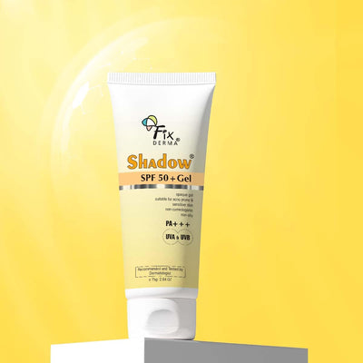 Fixderma Shadow Sunscreen SPF 50+ PA+++ Gel | Sunscreen SPF 50 for Oily, Acne Prone & Normal Skin | Broad Spectrum & UVA & UVB Protection | Lightweight | No White Cast | For Unisex - 75G