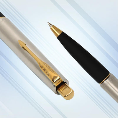 Parker Frontier Stainless Steel Gold Trim Ball Pen - Blue Ink, Pack Of 1