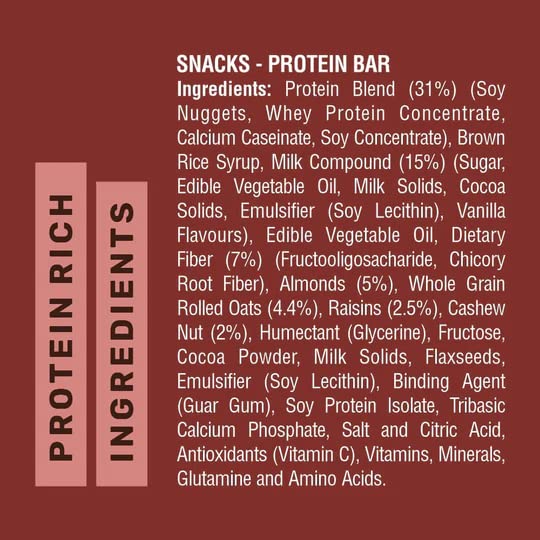 RiteBite Max Protein Active Choco Fudge Protein Bars (Pack of 6) * 75gm each 20g Protein Blend, Fiber, Vitamins & Minerals , No Preservatives, 100% Veg, For Energy, Fitness & Immunity