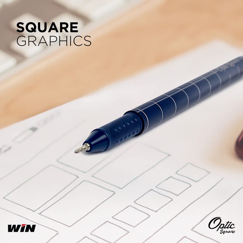 Win Optic Square Ball Pen Blue (10 Pcs Card)