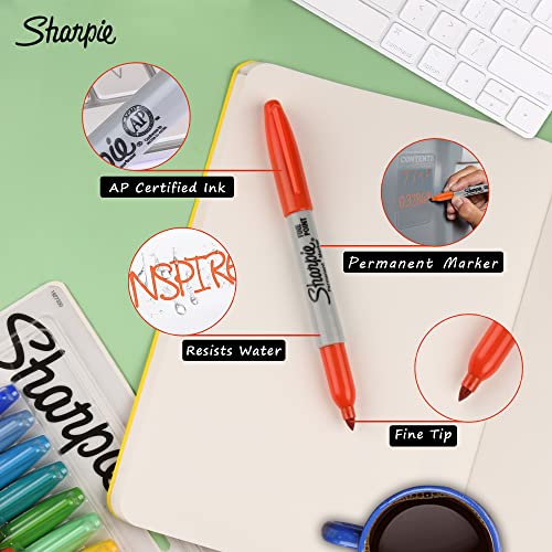 Sharpie Fine Tip Permanent Marker, Electro Pop, Assorted, 24 Markers