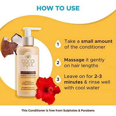 Coco Soul Hair Fall Control Conditioner with Ayurvedic Medicine | 100% Cold Pressed Virgin Coconut Oil | Bhringraj & Hibiscus | Sulphate & Paraben Free | From Makers of Parachute Advansed | 200 ml