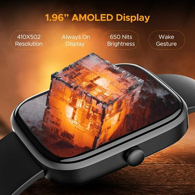 boAt Ultima Chronos Smart Watch with 1.96" AMOLED Display,Advanced BT Calling,Coins,DIY Watch Face Studio,Female Wellness,HR&SPO2 Monitoring,Energy&Sleep Score,IP67(Active Black)
