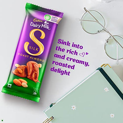 Cadbury Dairy Milk Silk Roast Almonds Chocolate Bar, 143g (Pack of 3)