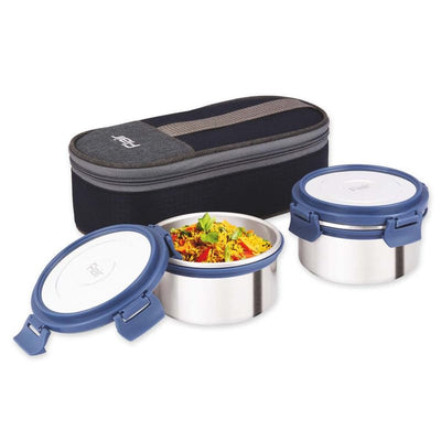 Flair Swift Click Stainless Steel Lunch Box with Bag