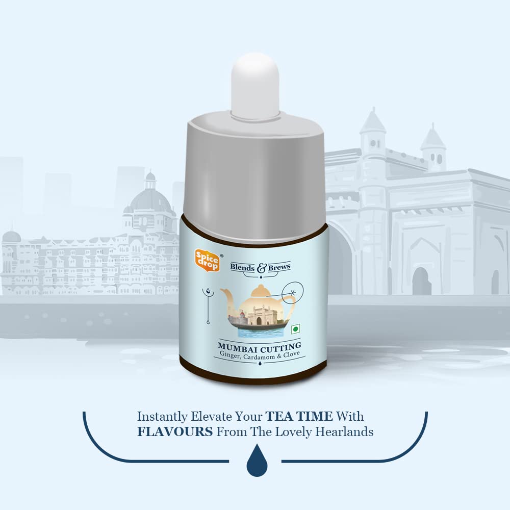 Spice Drop Mumbai Cutting Chai Masala Extract | Tea Masala Drops |Authentic Indian Recipe| No preservative | 5 ML (Pack of 1 x 180 Drops)| 1 drop/cup | Flavors 180 cups | 5ML equals 125 gms of powder