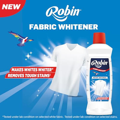 Robin 500ml Fabric Whitener Bleach | Makes Whites Whiter | Removes Tough Stains