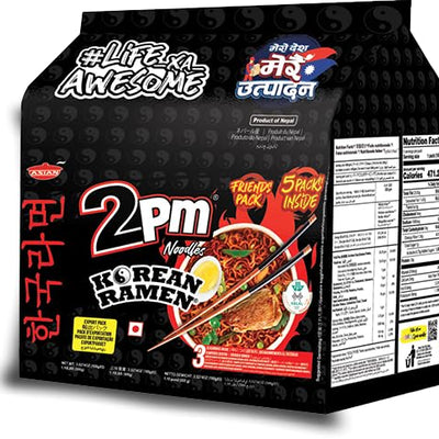 2PM - Korean Ramen Noodles - Including Dehydrated Vegetables & Seaweed - Instant 2X Spicy- Pack of 1,500 Gm