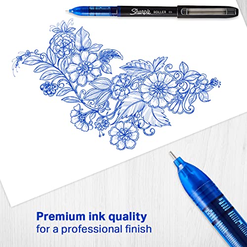 Sharpie Rollerball Pen Blue, Needle Point (0.5Mm), 4 Markers