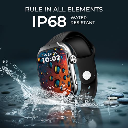 beatXP Unbound Curv 1.96” 3D Curved AMOLED Bluetooth Calling Smart Watch, Metal Body, Rotary Crown, Always On Display, Wireless Charging (Electric Black)