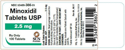 Minoxidil Tablets 2.5 mg by Sun Pharmaceutical 100 Count (RX)