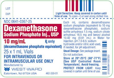Dexamethasone Sodium Phosphate Injection 1 mL (Decadron Shot) 25/Pack (Rx)