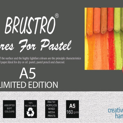 Brustro Artist's Pastel Papers, A5 Size, 160 GSM, Assorted Soft, 50 Sheets