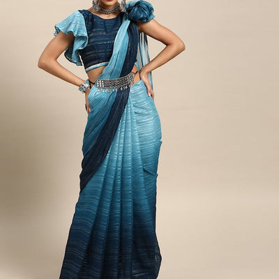 Calm Blue and Silver Sleek Saree