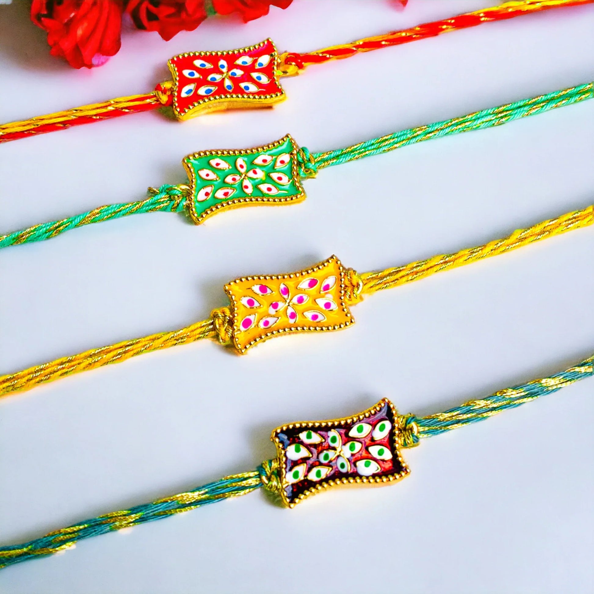 Bhaiya Bhabhi Zardosi Rakhi Set  of 4