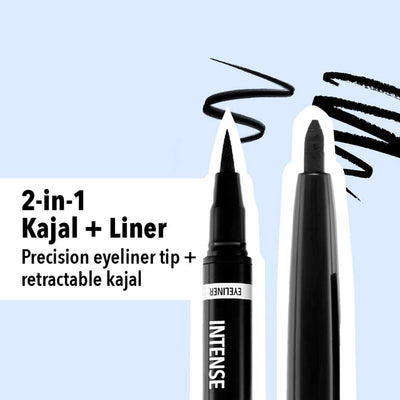 Blue Heaven Intense Duo Eye Kajal + Liner - Black - 0.55 ml+0.30 gms