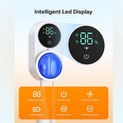Upyogaa UV Toothbrush Cleaner & Holder – LED Smart Screen, Rechargeable Wall Mount Design for Bathrooms